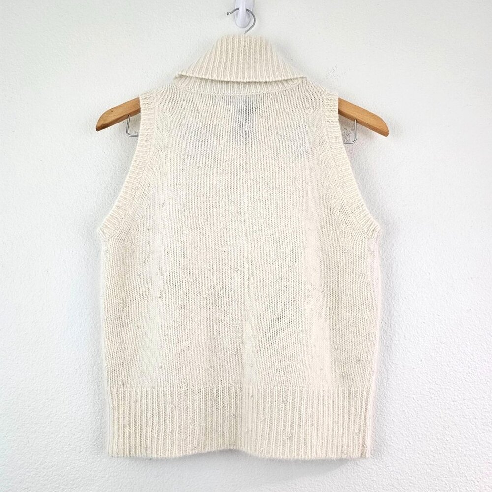 Lauren Ralph Lauren Womens Sz M Cream Turtleneck Sweater Vest Wool Angora Sequin - Picture 2 of 12